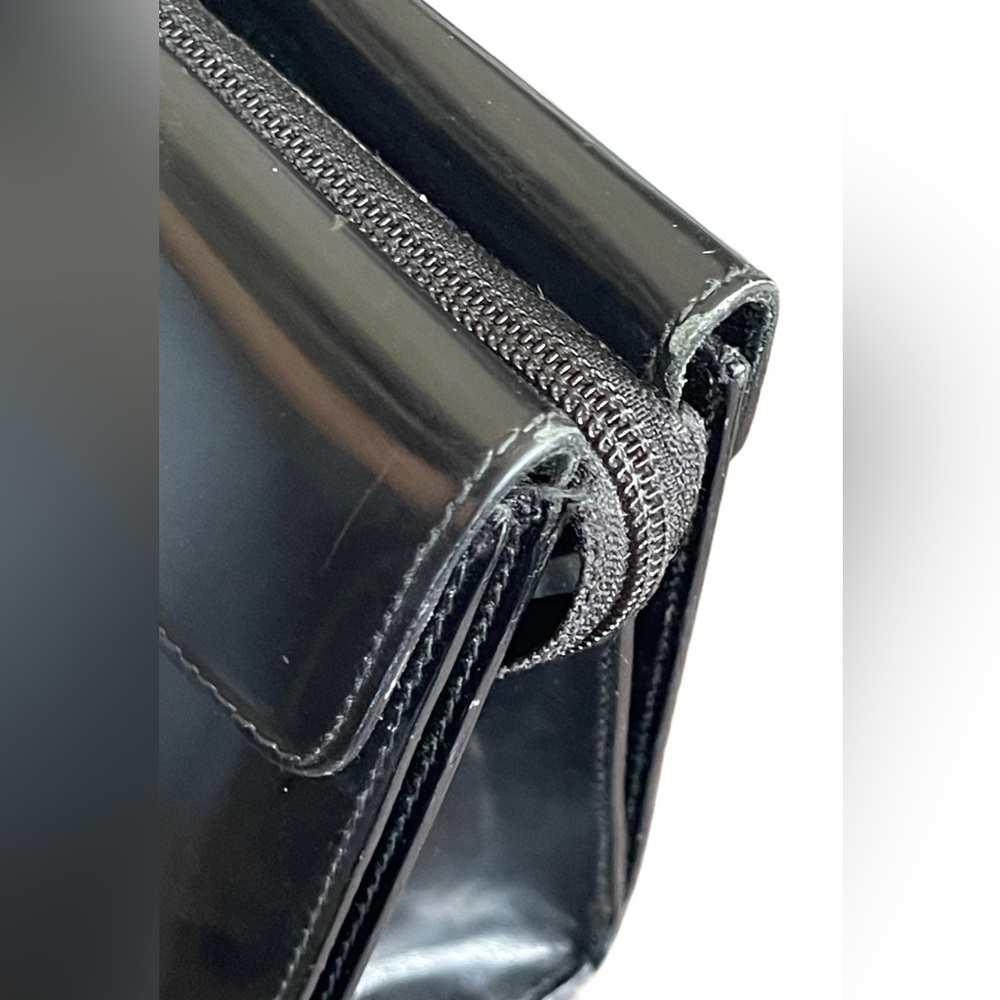 ❌SOLD ❌Vintage Furla Black Patent Leather Shoulder Bag 3 Compartments - Picture 10 of 17